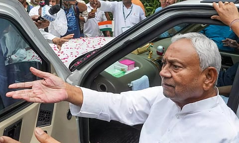 Bihar Chief Minister and JD(U) leader Nitish Kumar leaves after party's National Executive Meeting (PTI)