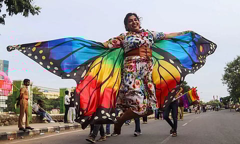 Participant at the Chennai Pride March on Sunday (Hemanathan M)