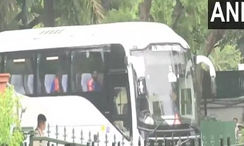 Team India reaches PM Modi's residence (Photo: ANI)