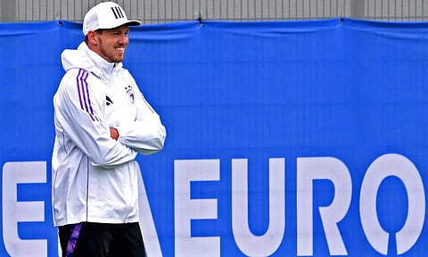 Julian Nagelsmann during a training session ahead of the match against Spain