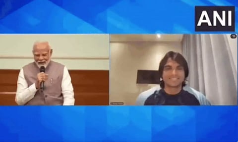 PM Narendra Modi and Neeraj Chopra. (Photo - Neeraj Chopra X)