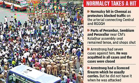 BSP workers block traffic demanding justice on Saturday (Photo/Hemanathan M)