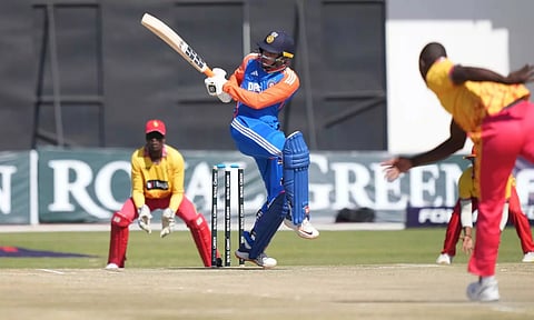  Abishek Sharma in action during the T20 cricket between Zimbabwe and India (PTI)