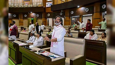  Jharkhand Chief Minister Hemant Soren speaks during a special session of the State Legislative Assembly, held for the floor test of the JMM-led government, at Jharkhand Vidhan Sabha, in Ranchi (Photo/PTI)