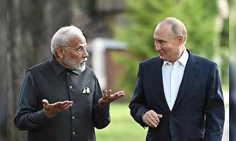 Narendra Modi with Vladimir putin