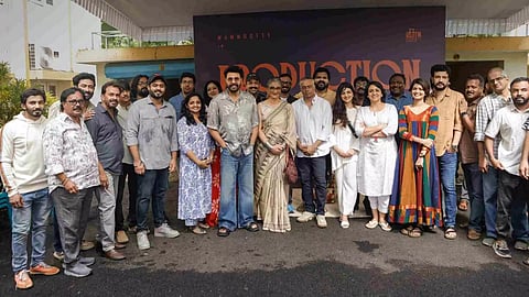 Gautham Vasudev Menon, Mammootty and the crew at pooja ceremony in Kochi (Photo/X)