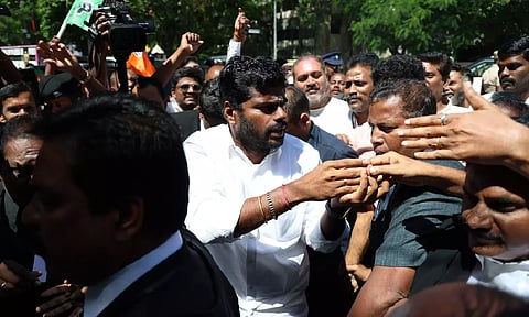 BJP state president K Annamalai coming to the court in Saidapet to file a defamation case against RS Bharathi on Wednesday (Photo: Justin George)