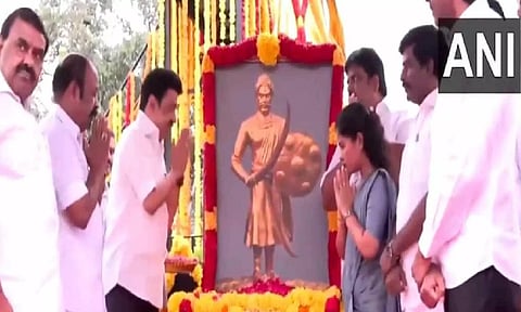 Tamil Nadu CM pays tribute to freedom fighter Maveeran Alagumuthu Kone on his birth anniversary (ANI)
