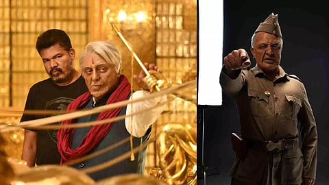 Shankar observing Kamal on location; Kamal Haasan from Indian 2