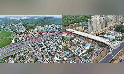 Aerial view of the under construction flyover at Perungalathur. ( Photo Credits: Sam Augustine)