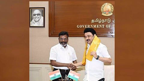VCK chief Thol Thirumavalavan meets CM Stalin on Friday (Credits: X)