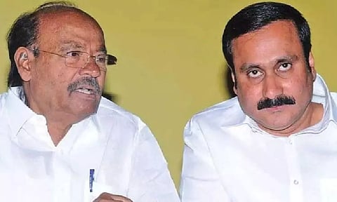 PMK founder S Ramadoss and president Anbumani Ramadoss 
