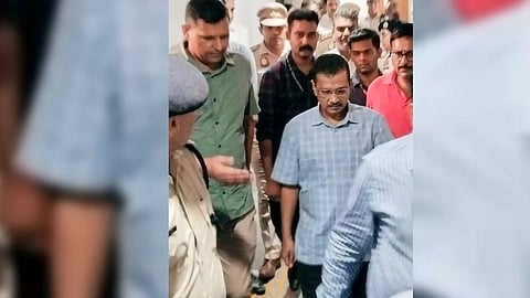 Delhi CM and AAP leader Arvind Kejriwal being brought to a court by CBI officials in connection with a money laundering case related to the Delhi liquor policy, in New Delhi, Saturday, June 29, 2024. (Photo/PTI)