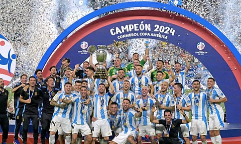 Argentina players celebrated their victory