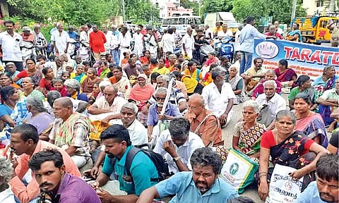 Differently abled persons staging protest on Tuesday