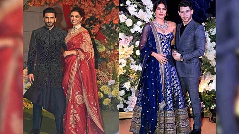 Ranveer and Deepika Padukone; Priyanka Chopra and Nick Jonas (Photo/ANI)