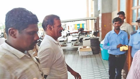 Triplicane Inspector Prithviraj being taken to Karur Medical College for medical assessment on Wednesday