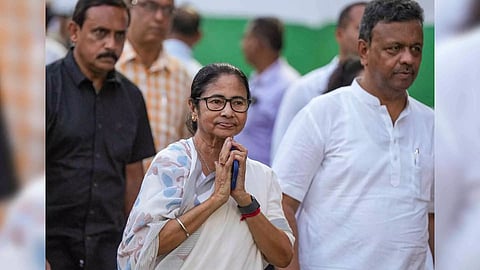  West Bengal Chief Minister Mamata Banerjee and others during the inspection of the venue ahead of TMC's July 21 rally, in Kolkata, Saturday, July 20, 2024. (Photo/PTI)