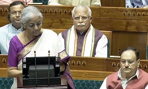Nirmala Sitharaman presenting the Union Budget 