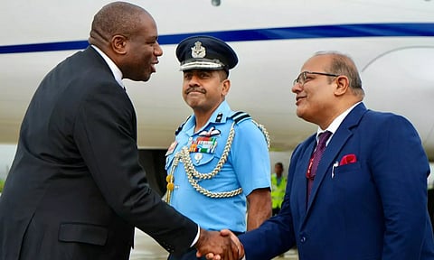 United Kingdom Foreign Secretary David Lammy being received on his first official visit since the assumption of office, in New Delhi (PTI)