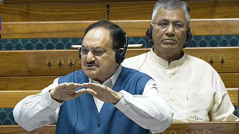 Union Minister JP Nadda speaks in the Lok Sabha during the Monsoon session of Parliament (Photo/PTI)