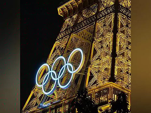 Olympic rings installed in Eiffel Tower. (Photo: Team India/X)