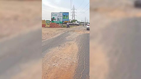 The poor condition of the Water Canal Road in Kolathur