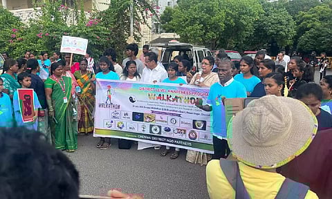 Visuals from walkathon at Besant Nagar beach on Sunday evening to raise awareness about Sexual and Reproductive Health and Rights (SRHR).