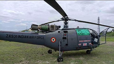 Indian Air Force helicopter from the Tambaram station made a forced landing at vacant land in Salavakkam in Kancheepuram district 
