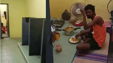 Guest worker living in public toilet in Tirupur