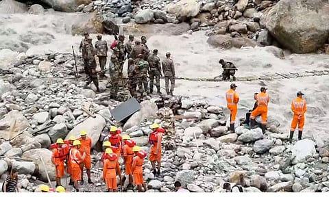  Rescue and restoration work underway following a cloudburst, at Samej village (PTI)