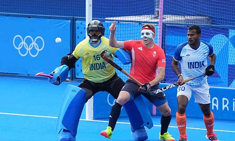 India's goalkeeper PR Sreejesh and Amit Rohidas in action (PTI)