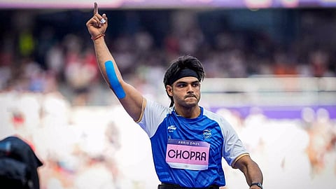 Neeraj Chopra competes in the Men's javelin throw qualification round at the 2024 Summer Olympics (PTI)