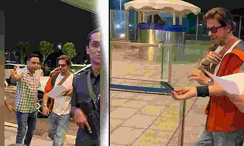 Airport spotting: Shah Rukh Khan makes fashionable appearance in orange jacket