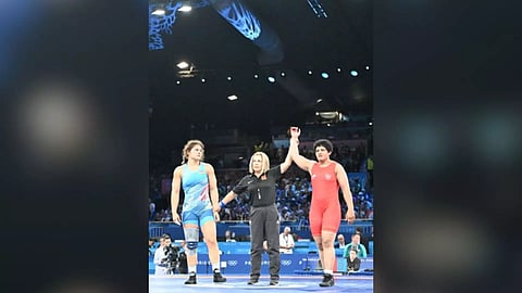  Reetika Hooda after the victory over Bernadett Nagy of Hungary