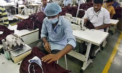 visuals of people working in textile industry