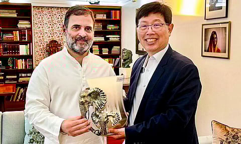 Rahul Gandhi meets Chairman of Foxconn Young Liu (PTI)