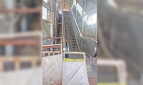 The dysfunctional escalator at the northern entrance of Egmore Railway Station
