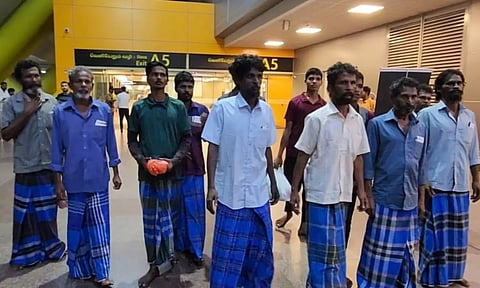 Thirteen Tamil Nadu released fishermen at Chennai Airport