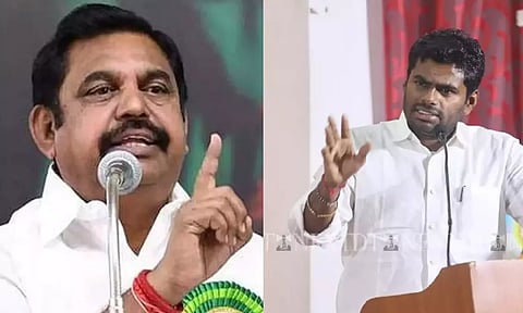 Leader of Opposition Edappadi K Palaniswami; BJP state president K Annamalai
