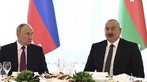 Russian leader Vladimir Putin and Azerbaijani President Ilham Aliyev