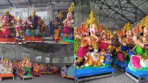 Ganesha idols in a warehouse in West Tambaram