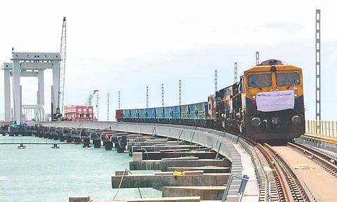 New Pamban rail bridge being tested for carrying capacity on Wednesday