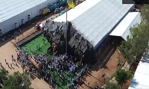 Aerial view of Global Muthamizh Murugan Conference which begins in Palani