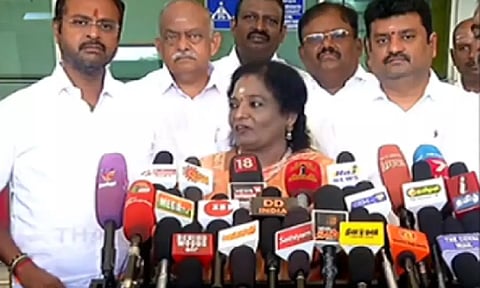 Tamilisai Soundararajan, while addressing the media in Coimbatore airport