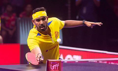 Sharath Kamal in action 