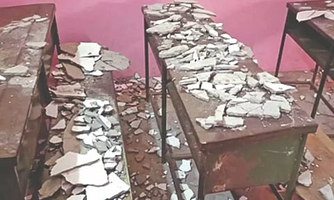 Roof collapse at govt school building in Krishnagiri
