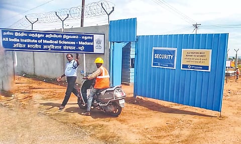 View of the site where AIIMS is coming up in Thoppur, Madurai
