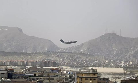 U.S military aircraft takes off at the Hamid Karzai International Airport in Kabul, Afghanistan (AP)