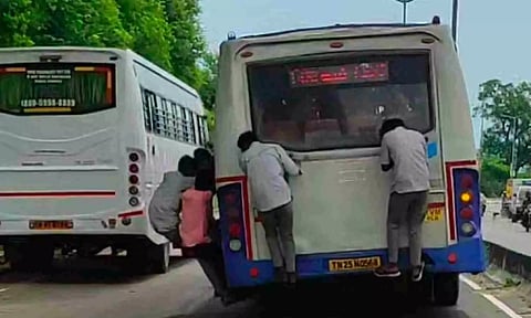 Thennangur college students blame footboard travel on inadequate govt buses